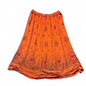 Orange Indian Boho Skirt